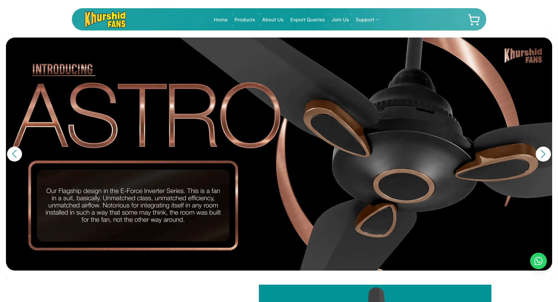 Khurshid Fans Storefront — live website screenshot
